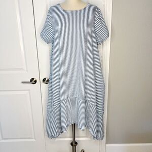 Vasna Artsy Dress Striped Cotton Blue White size L